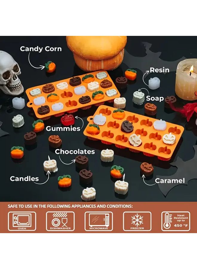 Orange Halloween Pumpkin Skull Silicone Mold Set BPA Free Food Grade for Chocolate Candy Baking Crafts - Image 4